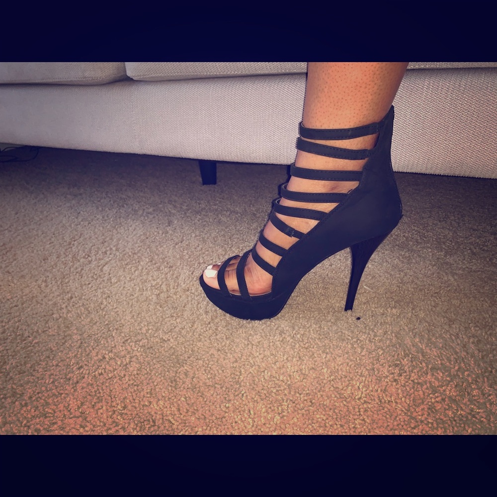 Black scrappy heels